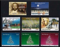 ● San MARINO 2010 ֎ Artisti : Chophin, Kurosawa, Mahler, Twain + Pavarotti + Natale ֎ Nuovi ** Facciale 11,35 € ● - Unused Stamps