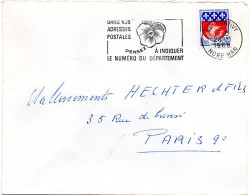 MORBIHAN - Dépt N° 56 = PONTIVY 1968 = FLAMME Codée = SECAP ' PENSEZ  à INDIQUER NUMERO DEPARTEMENT ' = Pensée N° 2 - Codice Postale