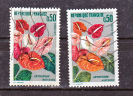 France 1738 Variété Orange Et Normal Rouge Anthurium Oblitéré Used - Used Stamps