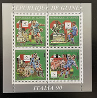 Guinée Guinea 1990 / 1993 Gold OR Overprint Mi. 1403-1406a Kleinbogen M/S Italia FIFA World Cup Football Fußball WM - 1990 – Italy