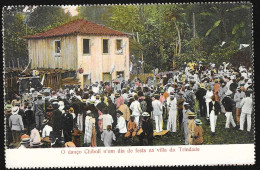 Postal S. Tomé E Principe - S. Thomé - O Danço Chiboli N'um Dia De Festa Na Vila Da Trindade - CPA Anime Etnic - Sao Tome And Principe