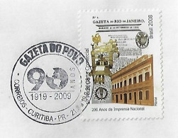 Brazil 2009 Cover With Commemorative Cancel 90 Years Of The Newspaper Journal Gazeta Do Povo People's Gazette - Brieven En Documenten