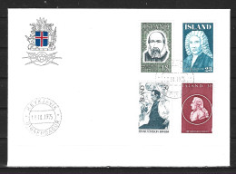 ISLANDE. N°458-61 De 1975 Sur Enveloppe 1er Jour (FDC). Personnalités. - FDC