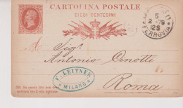 MILANO INTERI POSTALI DIECI CENTESIMI 5/2/1879 - Stamped Stationery