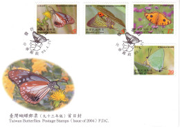 TAIWAN-FORMOSE 2004 FDC PAPILLONS YVERT N°2830/33 - FDC