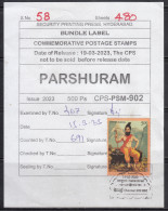 First Day Cancel Packing Slip / Bundel Label Of  Parashuram 2023, Hinduism,  - Hinduismus