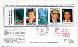 FRANCE - Env 2,50 Conseil Europe Cad Strasbourg 28/9/1993 + Vignettes Vigdis Fiiibogadottir (Islande), Ljuben Berov... - Lettres & Documents