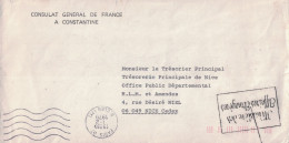 CONSULAT DE FRANCE AU CONSTANTINE - ALGERIE - CACHET RECTANGULAIRE MINISTERE DES AFFAIRES ETRANGERES EN 1979. - Civil Frank Covers