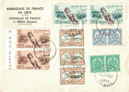 AMBASSADE DE FRANCE EN LIBYE - CONSULAT DE FRANCE A SEBBHA FEZZAN - TIMBRE DE LIBYE EN 1962. - Libye