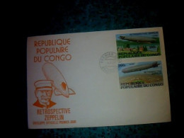 République Populaire  Congo Enveloppe Officielle 1er Jour Oblitérée Thème Rétrospective Zeppelin Cachet Brazzaville 1977 - FDC