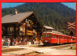 ZVD-03 Bahnhof Langwies Rhätische Bahn Chur-Arosa. Foto Geiger Flims Nr 7145. Gelaufen  GF Rückseite On-line - Coire