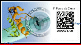 Ref. BR-V2021-09 BRAZIL 2021 HEALTH, CENT.OF INSULIN DISCOVERY, , DIABETES, MEDICAL, QR CODE, MNH 1V - Drogue