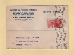 RBV - Paris 56 - 1947 - Deux Batailles Les Prix La Production - Destination Suisse - Mechanical Postmarks (Advertisement)