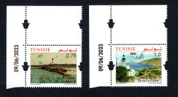 2023- Tunisie - Îles : Kuriat - Galite -Phares - Tortue Marine- Emission Complète 2v.MNH** Coin Daté - Inseln