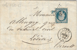 0010. LAC Affie Timbre N°10 (T. Esthétique) - Càd Cette (PC. 687) à Lodève Cachet Au Type 13 (HERAULT) - Févr. 1854 - 1849-1876: Période Classique