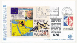 FRANCE - Env 2,30 Appel Résistance OMEC Session Parlement Eur. Strasbourg 21/1/1991 - Illust Guerre Du Golfe - Storia Postale