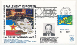 FRANCE - Env 2,30 Conseil Europe - OMEC Session Parlement Européen. Strasbourg 9/7/1991 - Lettres & Documents