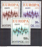 Cyprus 1972 Europa CEPT (**)  Mi 374-76 - M€ 4,-; Y&T 366-68 - € 5,- - 1972