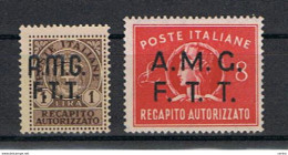 TRIESTE A:  1947  RECAPITO  AUTORIZZATO  -  S. CPL. 2  VAL. N. -  SASS. 1/2 - Fiscali