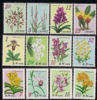 Complete Set Of 12v Taiwan 2007 Orchid Series Stamps Flower Flora - Nuevos