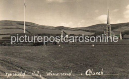 TYNWALD HILL WAR MEMORIAL AND CHURCH OLD R/P POSTCARD ISLE OF MAN - Isle Of Man