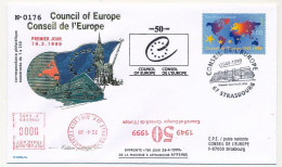 FRANCE - Env 3,00 Conseil Europe Obl Premier Jour Strasbourg 19/3/1999 + EMA 1er Jour Machine à Affranchir - Lettres & Documents