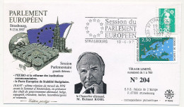 FRANCE - Env 2,50 Conseil Europe + 0,20 OMEC Strasbourg Session Parlement Eur. ...- Illus Chancelier Helmut Kohl - Cartas & Documentos
