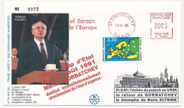 FRANCE - Env 2,30 Conseil Europe - EMA Strasbourg Conseil De L'Europe - Destitution De Mikhail Gorbatchev - Storia Postale