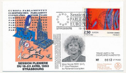 FRANCE - Env 2,50 Olivier Debré OMEC Strasbourg Session Parlement Eur. 19/4/1993 - Illus. Mme Nicole Pery - Brieven En Documenten