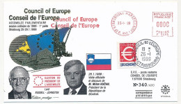 FRANCE - Env 0,46E Euro Cad Conseil Europe 26/1/1999 + EMA Strasbourg - Illus. Milan Kucan (Slovénie) - Cartas & Documentos