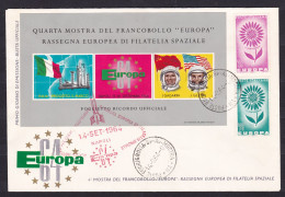 1964 Italia Italy EUROPA CEPT EUROPE 4° Mostra Francobollo 'Europa' Rassegna Filatelia Spaziale FDC 14.9.64 - 1964