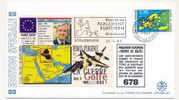 FRANCE - Env 2,30 Conseil Europe OMEC Session Parlement Eur. Strasbourg 21/1/1991 - Illust Guerre Du Golfe - Covers & Documents