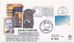 FRANCE - Env 3,00 Conseil Eur. OMEC Strasbourg Session Parlement Européen 18/06/1996 - M. Jacques Santer / Vache Folle - Storia Postale