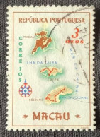 MAC5387U2 - Macau Geographic Map - 3 Avos Used Stamp - Macau - 1956 - Gebruikt