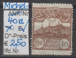 1903 - SAN MARINO - FM/DM "Ziffer U. Monte Titano" 40 C Mittelbräunl'rot - O Gestempelt - S.Scan (40ao San Marino) - Used Stamps