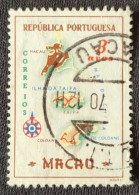 MAC5387U5 - Macau Geographic Map - 3 Avos Used Stamp - Macau - 1956 - Gebruikt