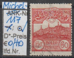 1925 - SAN MARINO - FM/DM "Ziffer U. Monte Titano" 60 C Braunkarmin - O Gestempelt - S.Scan (117o San Marino) - Used Stamps