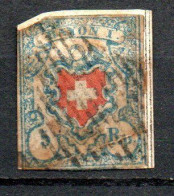 Col33 Suisse 1850 N° 14 Oblitéré Second Choix Sur Fragment Cote : 600,00€ - 1843-1852 Timbres Cantonaux Et  Fédéraux