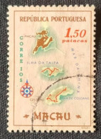 MAC5393U6 - Macau Geographic Map - 1.50 Patacas Used Stamp - Macau - 1956 - Gebraucht
