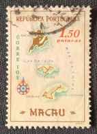 MAC5393U7 - Macau Geographic Map - 1.50 Patacas Used Stamp - Macau - 1956 - Gebraucht