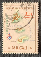 MAC5393U8 - Macau Geographic Map - 1.50 Patacas Used Stamp - Macau - 1956 - Oblitérés