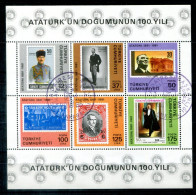 TÜRKEI - Block 19, Bl.19 Canc. - Kemal Atatürk, Marke Auf Marke, Stamp On Stamp, Timbre Sur Timbre - TÜRKIYE / TURQUIE - Blocs-feuillets