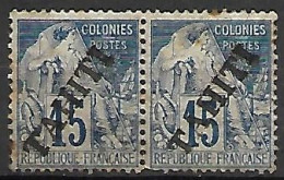 TAHITI     -     1893 .   Y&T N° 12 (*) En Paire Horizontale.   Peu Courant  !!! .  A Saisir !!!. - Unused Stamps