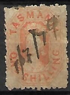 TASMANIE   -  1864  .  Y&T N° 21 Oblitéré Plume.  Cote 50 Euros. - Used Stamps