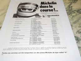 ANCIENNE PUBLICITE DANS LA COURSE PALMARES  MICHELIN 1973 - Autres & Non Classés