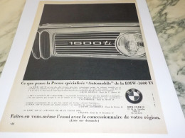 ANCIENNE PUBLICITE  1600 TI DE BMW  1968 - Voitures