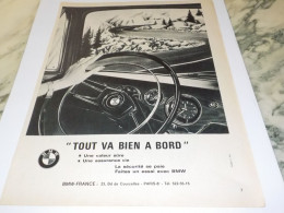 ANCIENNE PUBLICITE  TOUT VA BIEN A BORD BMW  1967 - Voitures