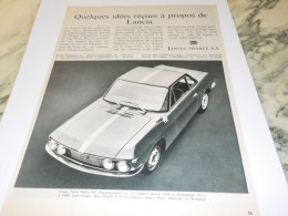 ANCIENNE  PUBLICITE VOITURE LA COUPE FULVIA   DE LANCIA 1968 - Voitures