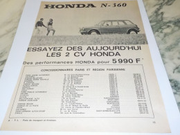 ANCIENNE PUBLICITE LES 2 CV DE HONDA 1968 - Voitures