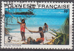 Polynésie Française 1974 Michel 179 O Cote (2005) 1.10 € A La Plage Cachet Rond - Oblitérés